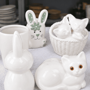 Vintage-style white ceramic animal collection