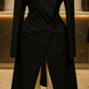 Avant-garde black asymmetric tailored longline size 14 coat