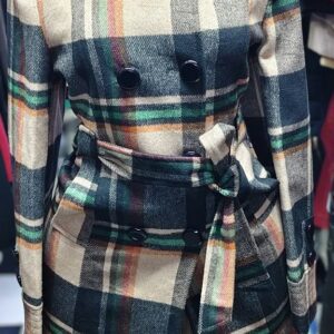 Double-breasted plaid funnel-neck pea size 14 coat