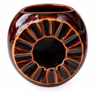 Rockingham / Bennington-style earthenware pottery spittoon