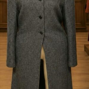 Classic charcoal grey tweed longline size 14 coat